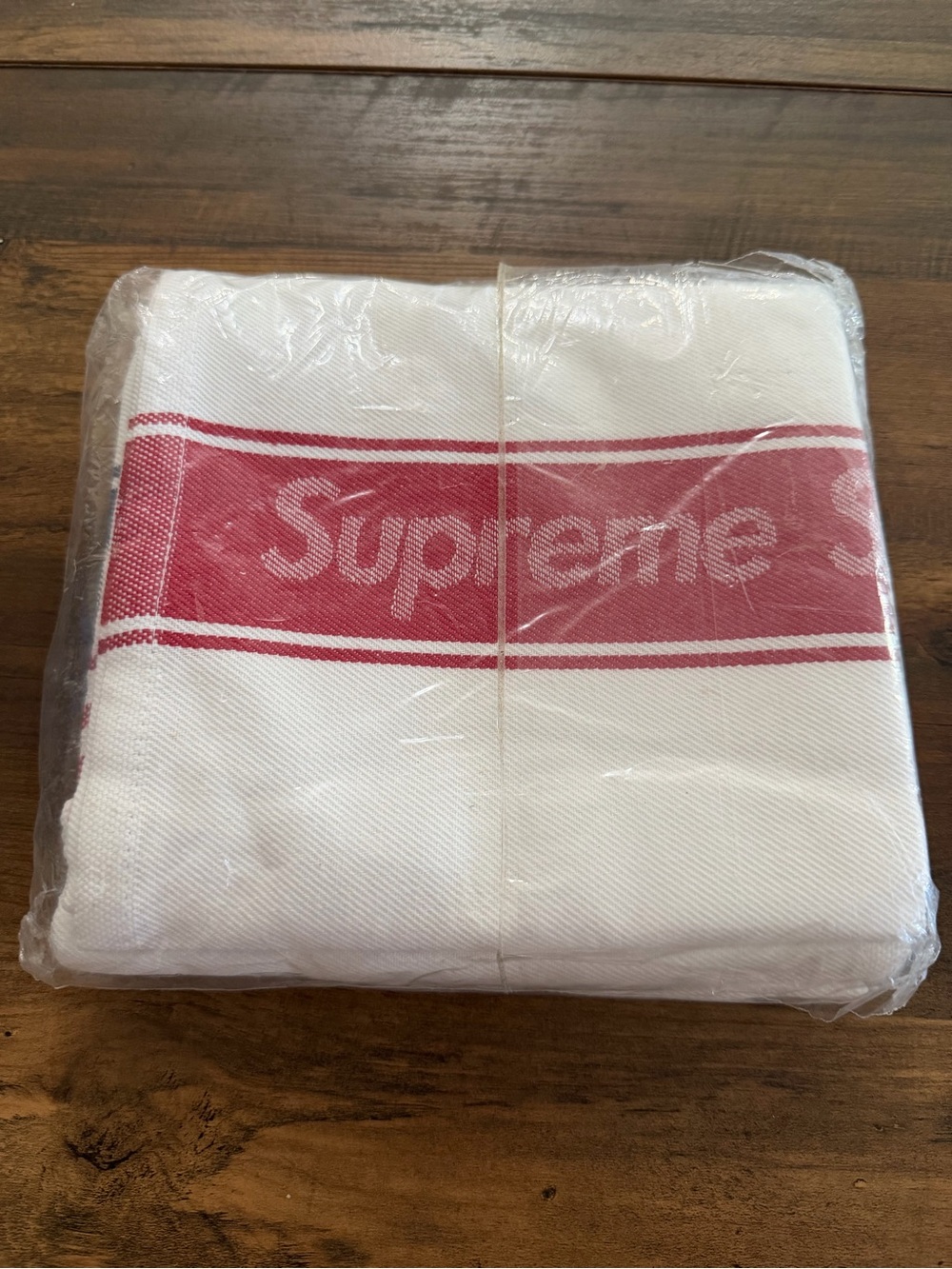 Supreme White Towel with Red Logo Band
